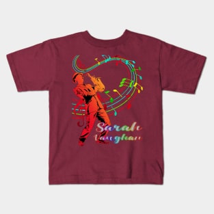 A Man With Saxophone-Sarah Vaughan Kids T-Shirt